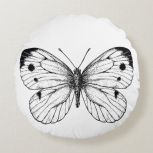 Cabbage butterfly round cushion
