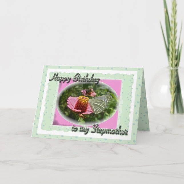 Cabbage Butterfly Stepmother Birthday Card (Front)