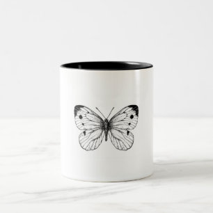 Cabbage butterfly Two-Tone coffee mug