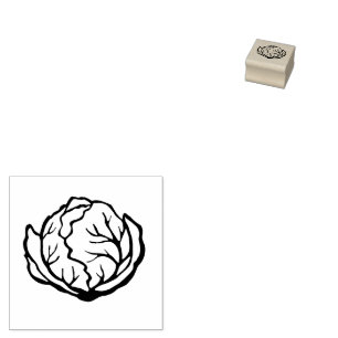 Cabbage Carved Linocut Look Clean Cut Rubber Stamp