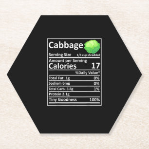 Cabbage Nutrition Food Facts Thanksgiving Costume Paper Coaster