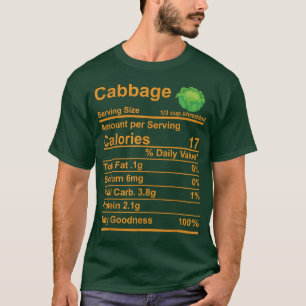 Cabbage Nutrition Food Facts Thanksgiving Costume T-Shirt