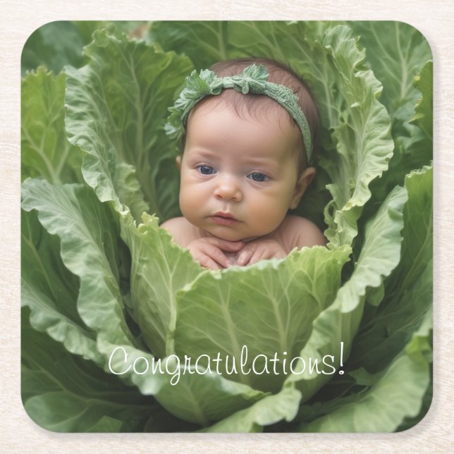 Cabbage Patch Baby Square Paper Coaster (Front)