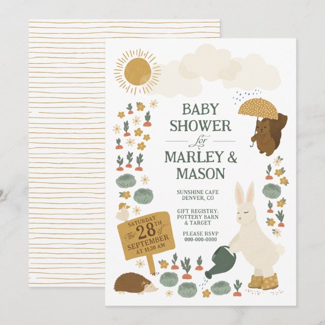 Cabbage Patch Shower Bunny Baby Shower Invitation (Front/Back)