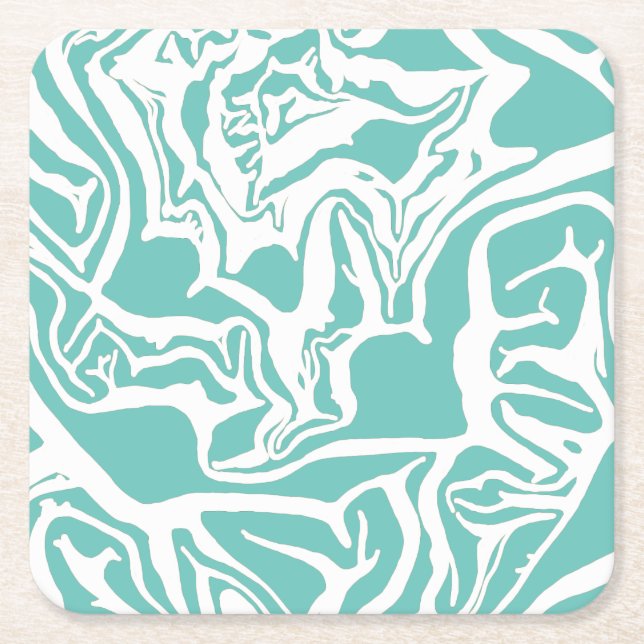 Cabbage Print Square Paper Coaster (Front)