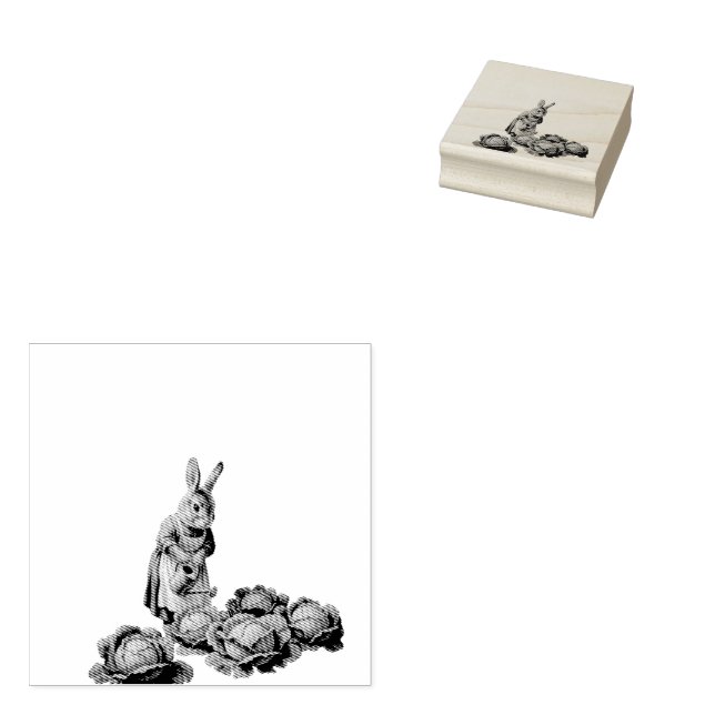 Cabbage rabbit rubber stamp (Stamped)