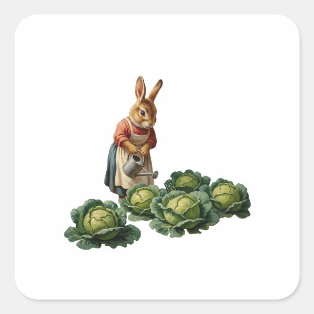 Cabbage rabbit square sticker (Front)