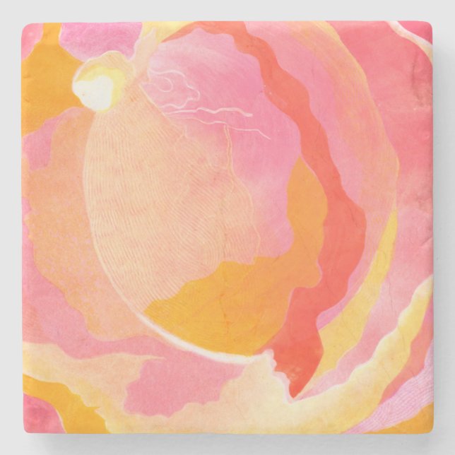 Cabbage Rose III Stone Coaster (Front)