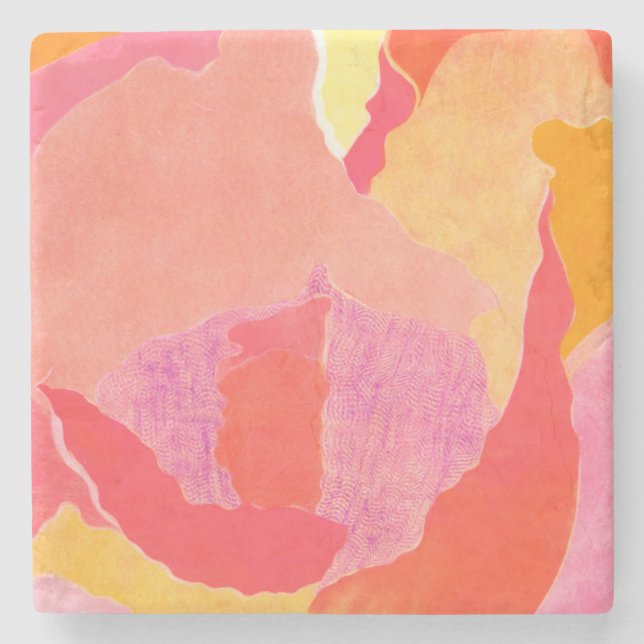 Cabbage Rose IV Stone Coaster (Front)