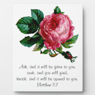 Cabbage Rose Scripture Plaque