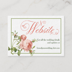 Cabbage Rose Wedding Website Information Card