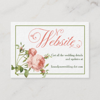 Cabbage Rose Wedding Website Information Card