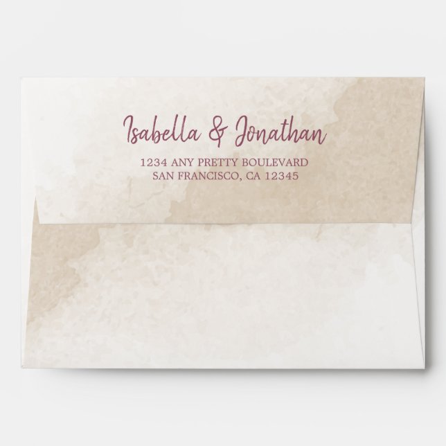 cabernet pink watercolos wedding envelope (Back (Top Flap))