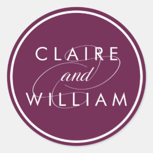 Cabernet Plum Personalised Wedding Classic Round Sticker