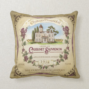 Cabernet Sauvignon Wine Label Art Pillow