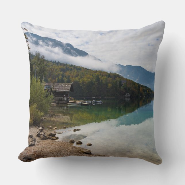 Cabin alongside Bohinj Lake in Slovenia Cushion (Front)