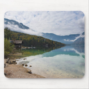 Cabin alongside Bohinj Lake in Slovenia Mouse Mat