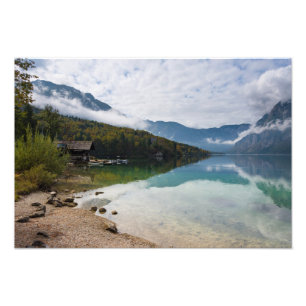 Cabin alongside Bohinj Lake in Slovenia Photo Print