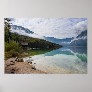 Cabin alongside Bohinj Lake in Slovenia Poster