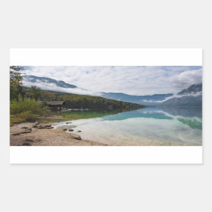 Cabin alongside Bohinj Lake in Slovenia Rectangular Sticker