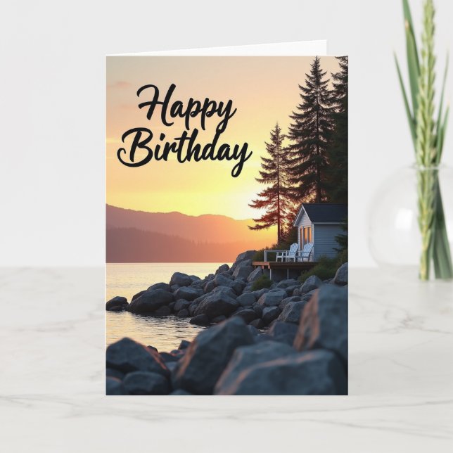 Cabin Birthday Seascape Card (Front)