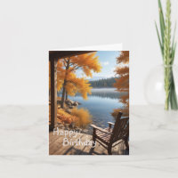 Cabin By the Lake Birthday Card