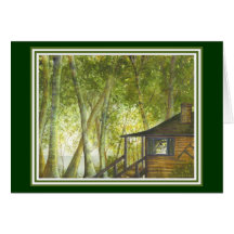 Cabin by the Lake Card by Brigid O'Neill Hovey
