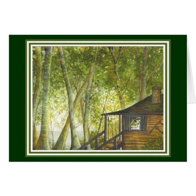 Cabin by the Lake Card by Brigid O'Neill Hovey (Front Horizontal)