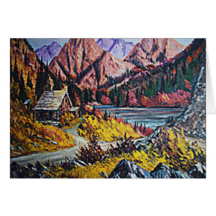 Cabin by the Lake Oil Painting
