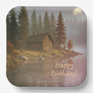 Cabin by the Lake Paper Plate