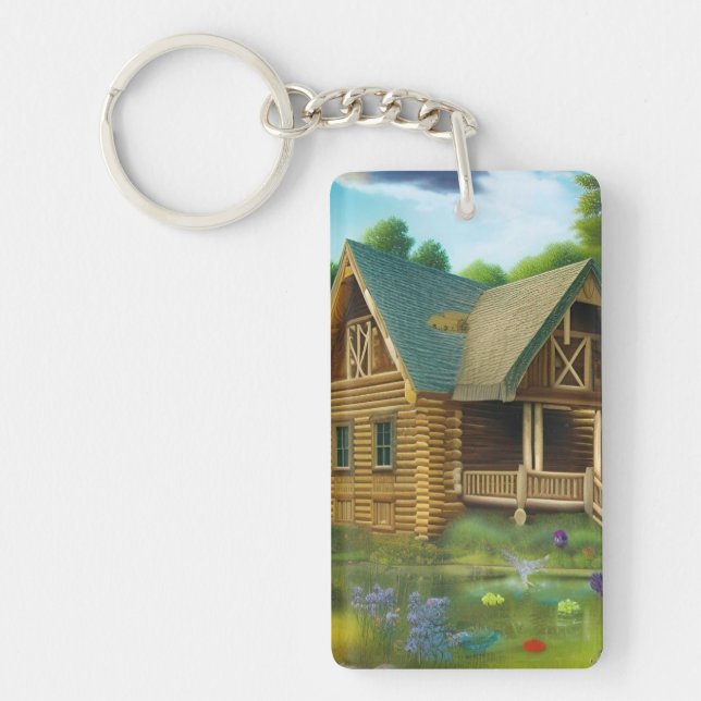 Cabin by the Pond   Key Ring (Front)
