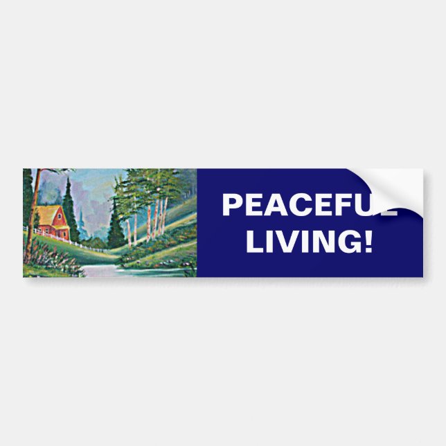 Cabin by the Stream Oil Painting Bumper Sticker (Front)