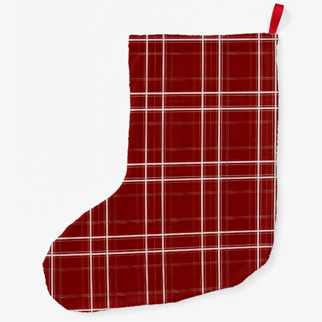 Cabin Classic Plaid Cabin Premium  Large Christmas Stocking (Back)