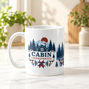 Cabin Coordinates Patchwork Cabin Mug