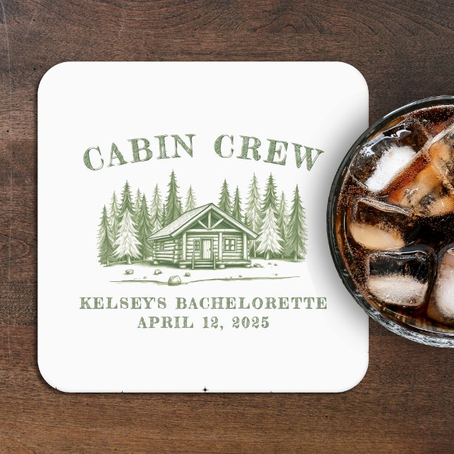 Cabin Crew Green Camp Bachelorette Party Square Paper Coaster (Cabin Crew Green Camp Bachelorette Party Square Paper Coaster
)