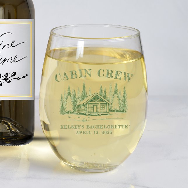 Cabin Crew Green Camp Bachelorette Party Stemless Wine Glass (Cabin Crew Green Camp Bachelorette Party Stemless Wine Glass
)