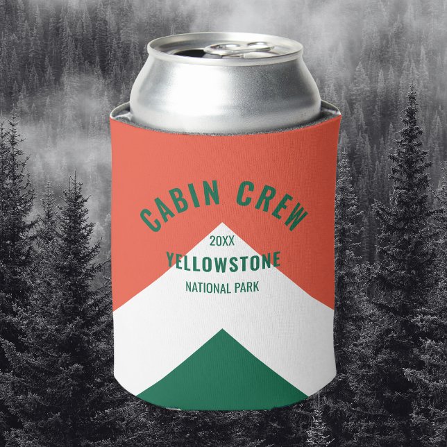 Cabin Crew Peronalized Destination Retro Red Green Can Cooler (Creator Uploaded)