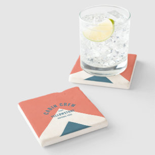 Cabin Crew Peronalized Destination Retro  Red Navy Stone Coaster