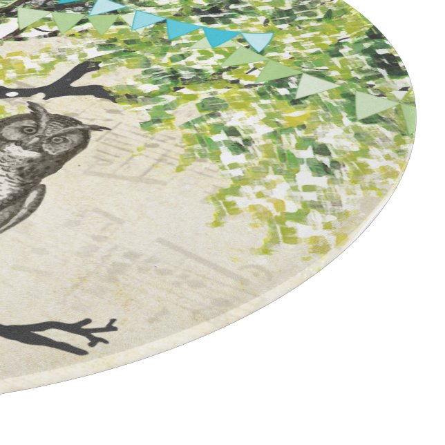 Cabin Decor Cute Owls Sheet Music Notes Cutting Board (Corner)