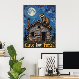 Cabin Dweller: A Raccoon's Night Perch Poster