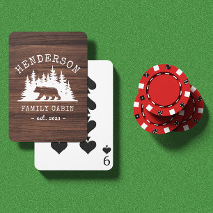 Cabin Family Bear Pine Wood Playing Cards
