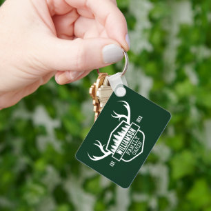 Cabin Family Name Forest Green Key Ring