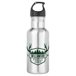 Cabin Family Name Forest Green Reusable 532 Ml Water Bottle