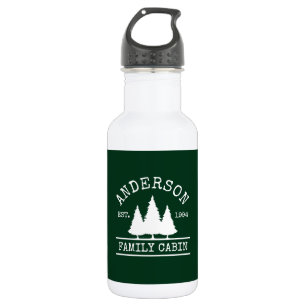 Cabin Family Name Forest Green White 532 Ml Water Bottle