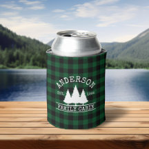 Cabin Family Name Green Buffalo Plaid