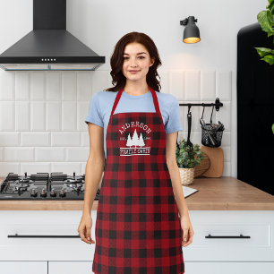 Cabin Family Name Red Buffalo Plaid Apron