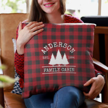 Cabin Family Name Red Buffalo Plaid