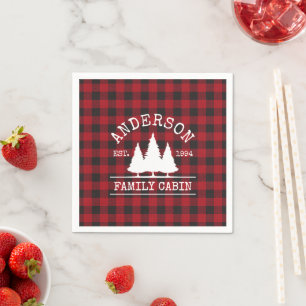 Cabin Family Name Red Buffalo Plaid Napkin