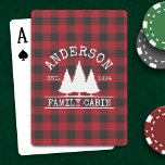 Cabin Family Name Red Buffalo Plaid Playing Cards<br><div class="desc">Family Name Cabin Red Buffalo Plaid with Pine Trees Playing Cards</div>