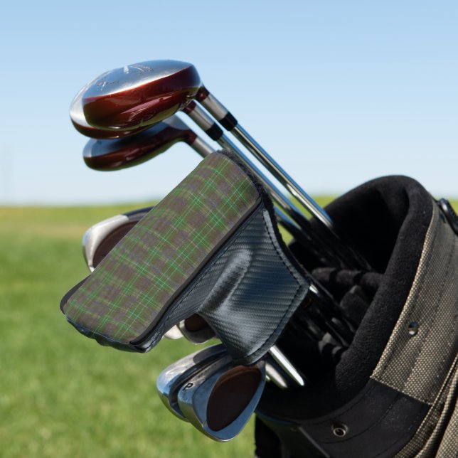 Cabin Forest Green Tartan Golf Head Cover (In Situ)